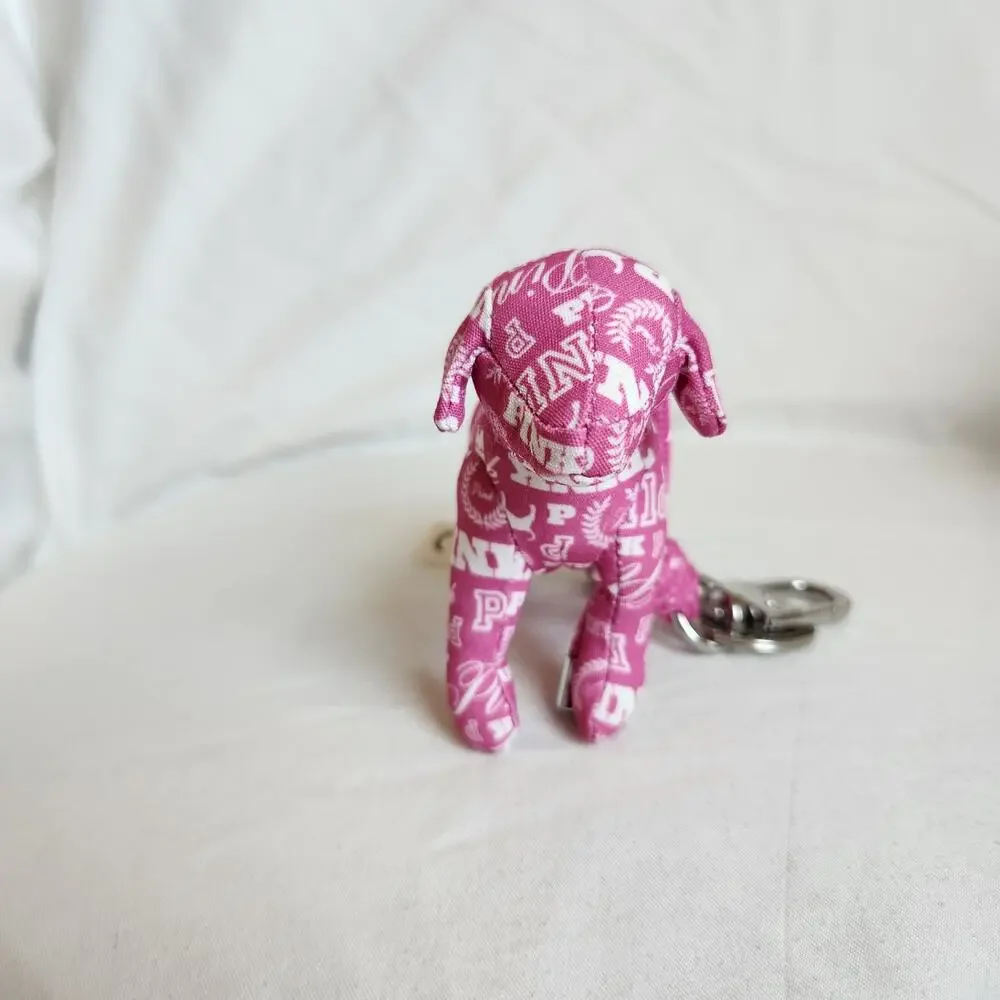 Victoria's Secret VS PINK Micro Mini Pup Dog Keychain Bag Clip - Pink Logo
